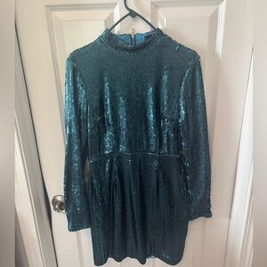 Missguided Teal Sequin Mini Dress
